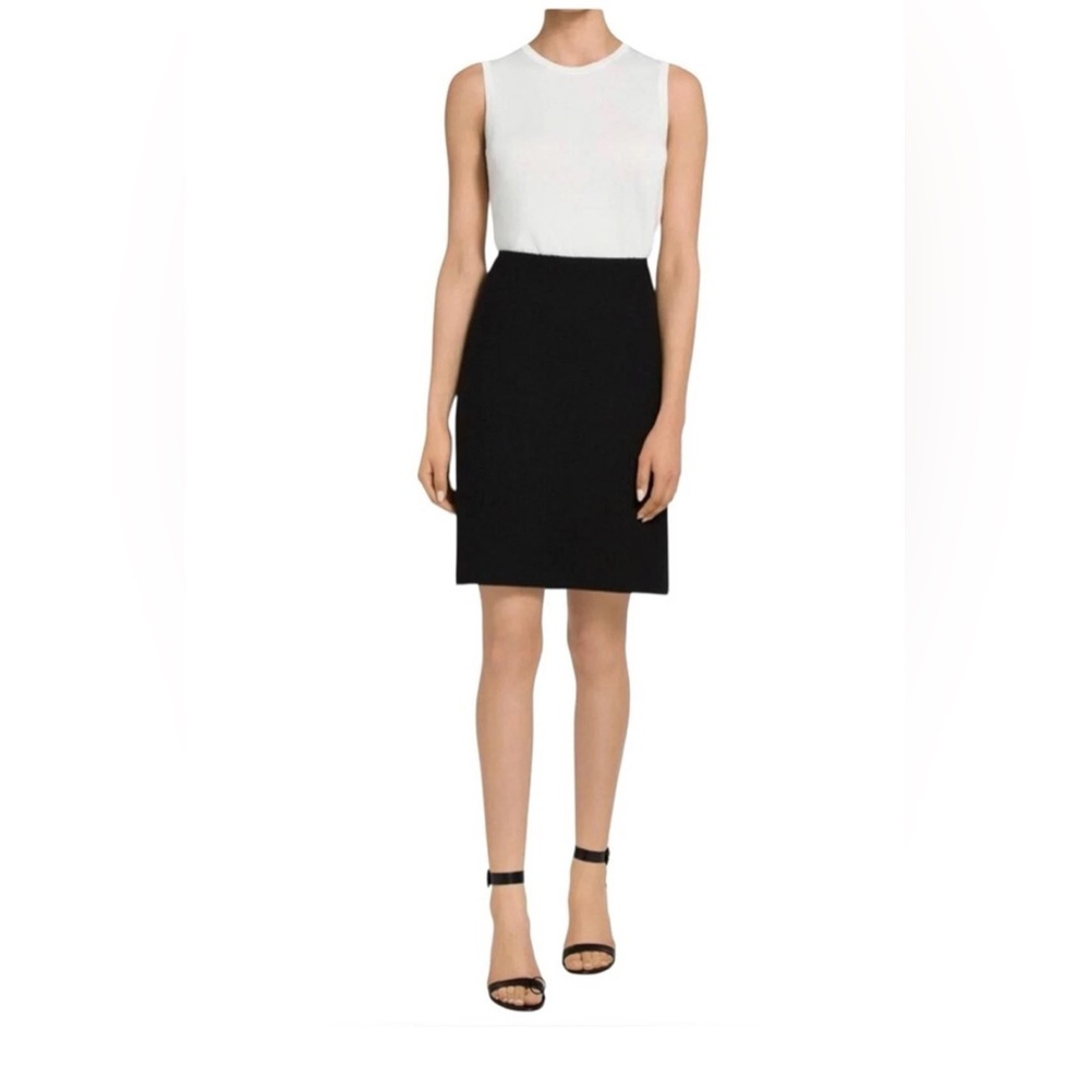 ST.JOHN Basics Elegant Black Pullon Wool Santana Knit Blend MIDI sz 8 Skirt